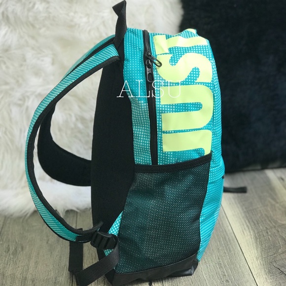 Nike Backpack Print JDI Blue Yellow Black Unisex - Picture 3 of 8